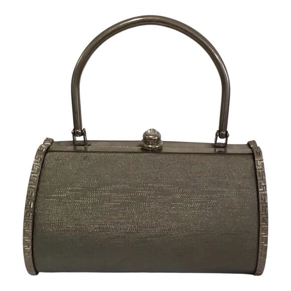 Vintage Silver Metal Clutch Purse Evening Handbag Top Handle 8.5x4 - Picture 6 of 16